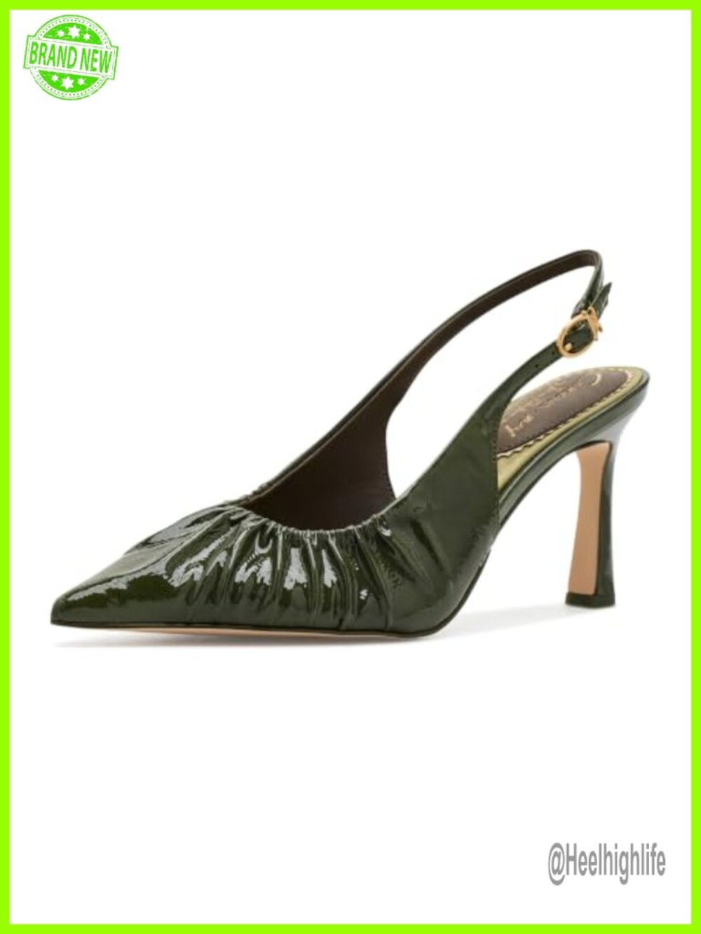 Pleated Patent Slingback Stiletto Pump Semi Formal Party Shoe